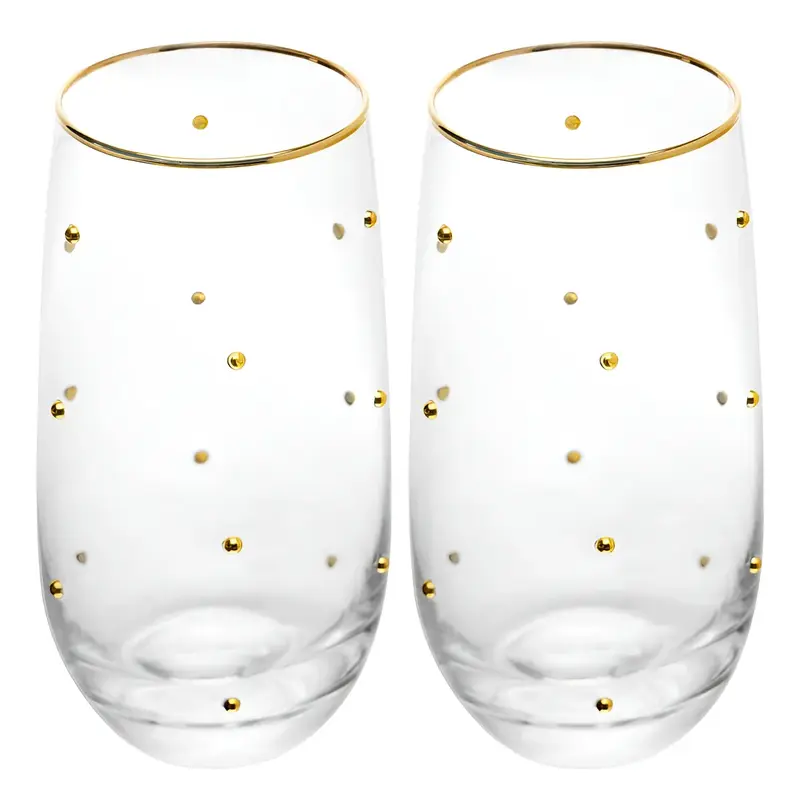 CONJUNTO 2 COPOS BALLS FIO DE OURO 300ML VIDRO