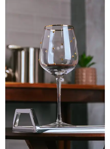 CONJUNTO 2 TACAS DE VINHO BALLS FIO DE OURO 350ML VIDRO
