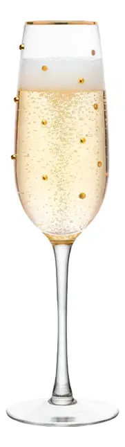 CONJUNTO 2 TACAS DE CHAMPAGNE BALLS FIO DE OURO 220ML VIDRO