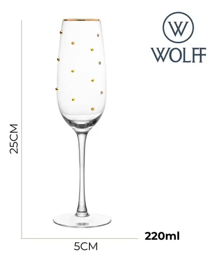 CONJUNTO 2 TACAS DE CHAMPAGNE BALLS FIO DE OURO 220ML VIDRO