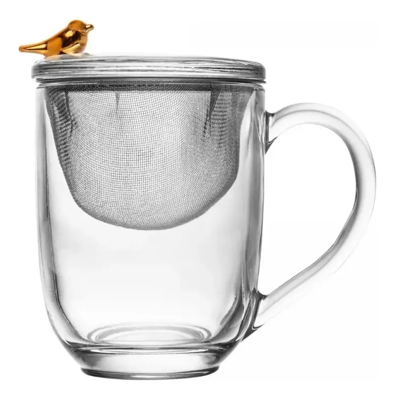 CANECA COM TAMPA E FILTRO GONDEN BIRD 350ML CRISTAL WOLFF
