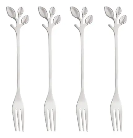 CONJUNTO COM 4 GARFOS APERITIVIVO LEAVES INOX WOLFF
