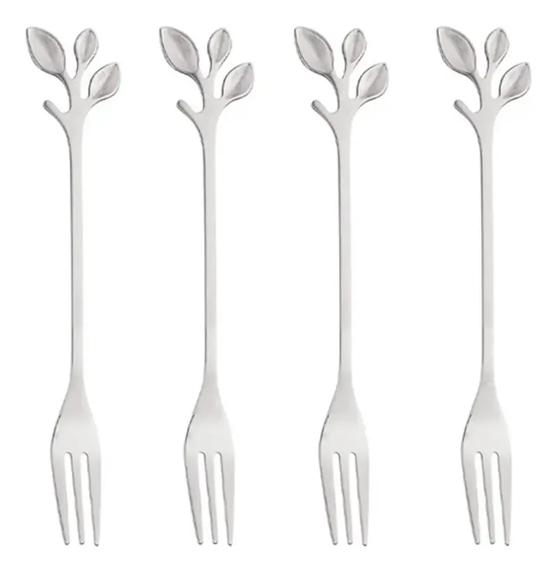 CONJUNTO COM 4 GARFOS APERITIVIVO LEAVES INOX WOLFF