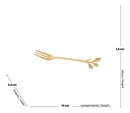 CONJUNTO 4 GARFOS ACO INOX PARA APERITIVO LEAVES DOURADO WOLFF