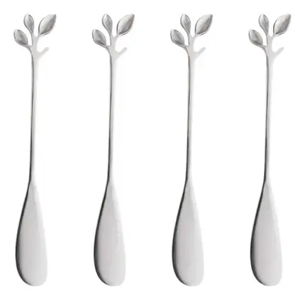 CONJUNTO DE 4 ESPATULAS INOX LEAVES PRATA WOLFF