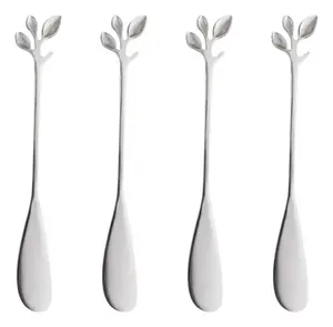 CONJUNTO DE 4 ESPATULAS INOX LEAVES PRATA WOLFF