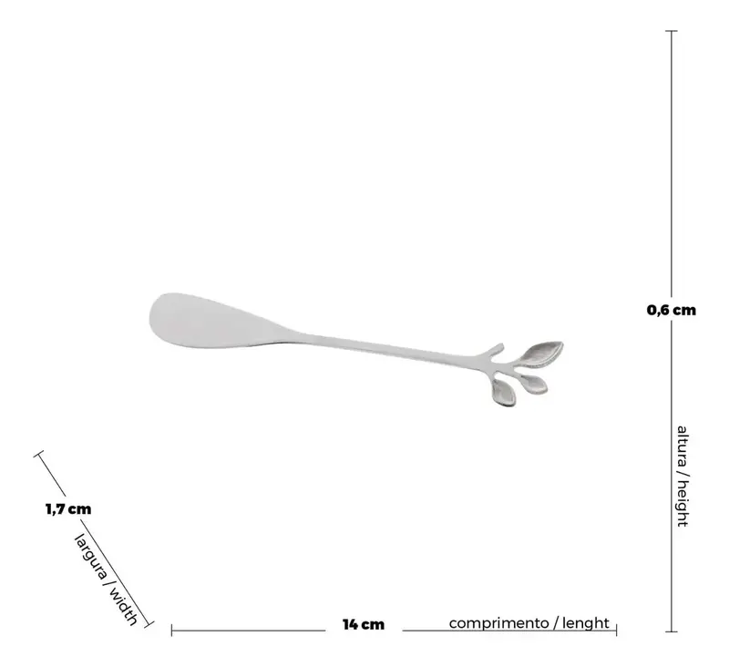 CONJUNTO DE 4 ESPATULAS INOX LEAVES PRATA WOLFF