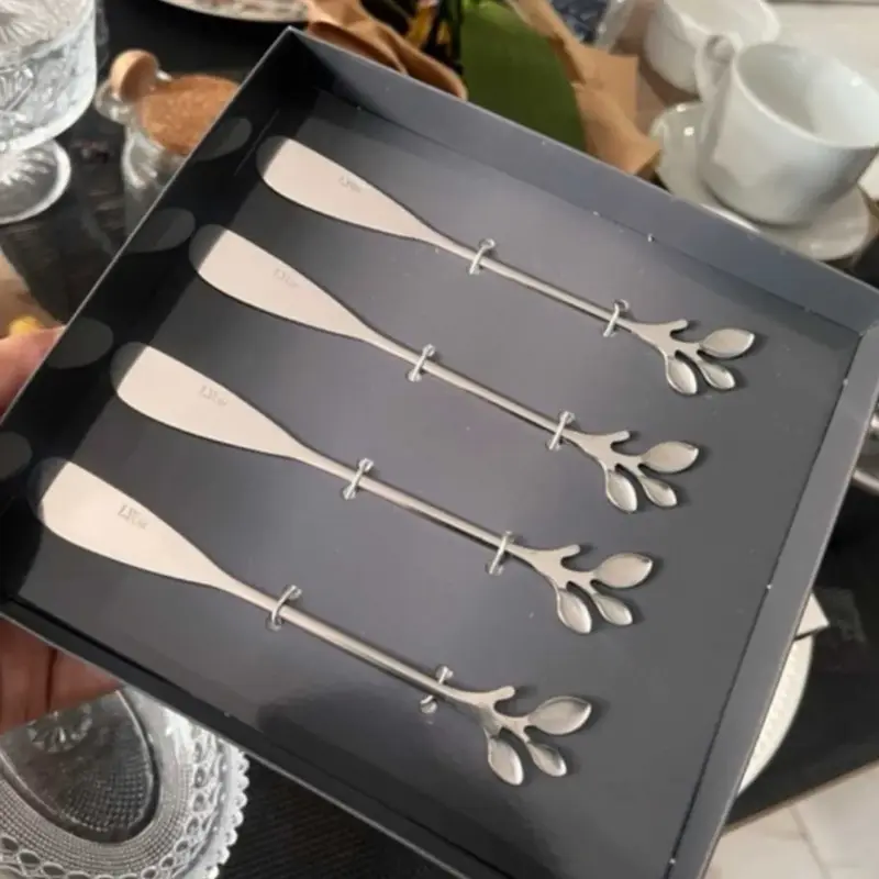 CONJUNTO DE 4 ESPATULAS INOX LEAVES PRATA WOLFF