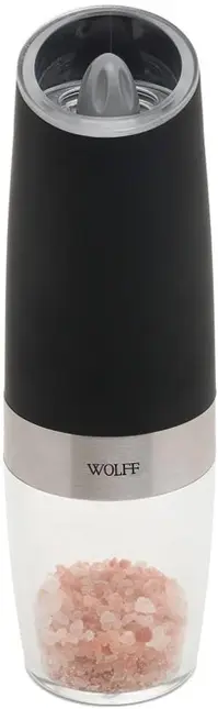 MOEDOR DE TEMPEROS AUTOMATICO EM ACO INOX GRAVITY PRETO 6CM X 6CM X 20CM WOLFF
