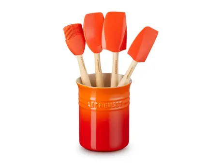 KIT 4 ESPATULAS E PORTA UTENSILIO 1L CLASSIC FLAME LARANJA LE CREUSET
