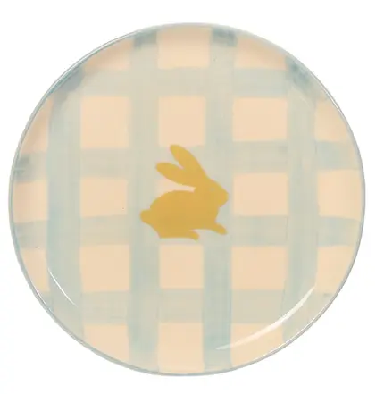 PRATO DE SOBREMESA AZUL XADREZ DOURADO EASTER 2x19 CM