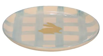 PRATO DE SOBREMESA AZUL XADREZ DOURADO EASTER 2x19 CM
