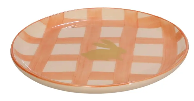 PRATO DE SOBREMESA LARANJA XADREZ DOURADO EASTER 2x19 CM