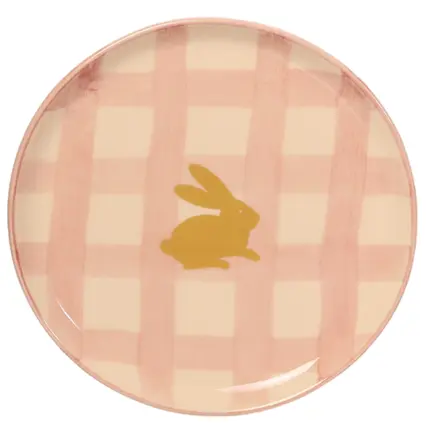 PRATO DE SOBREMESA ROSA XADREZ DOURADO EASTER 2x19 CM