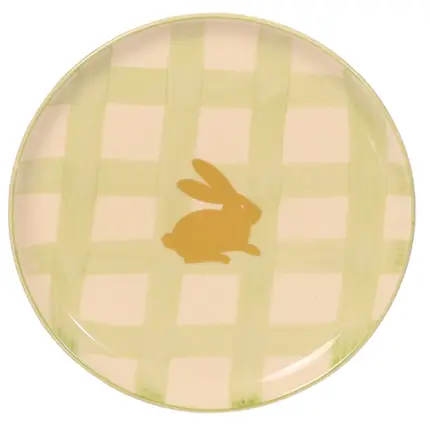 PRATO DE SOBREMESA VERDE XADREZ DOURADO EASTER 2x19 CM