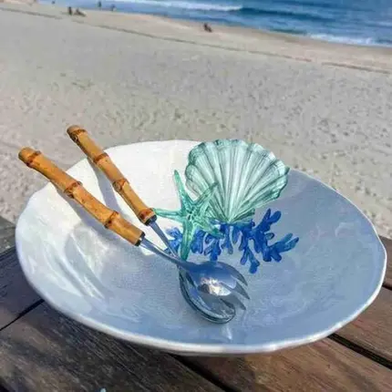 SALADEIRA REDONDA EM MELAMINA CONCHA AZUL