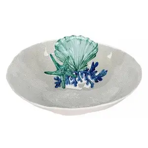 SALADEIRA REDONDA EM MELAMINA CONCHA AZUL