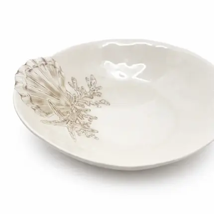 SALADEIRA OVAL EM MELAMINA FUNDO DO MAR OFF WHITE