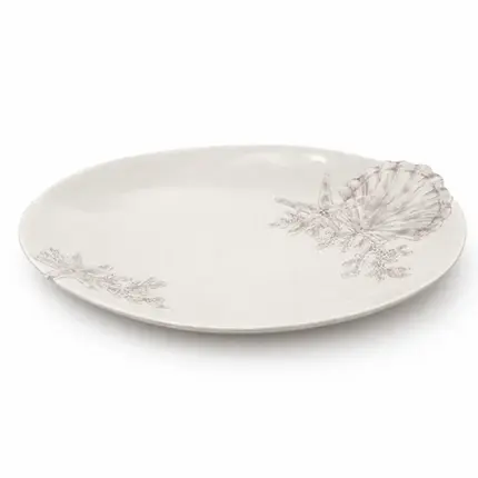 SALADEIRA OVAL EM MELAMINA FUNDO DO MAR OFF WHITE