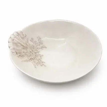 SALADEIRA OVAL EM MELAMINA FUNDO DO MAR OFF WHITE