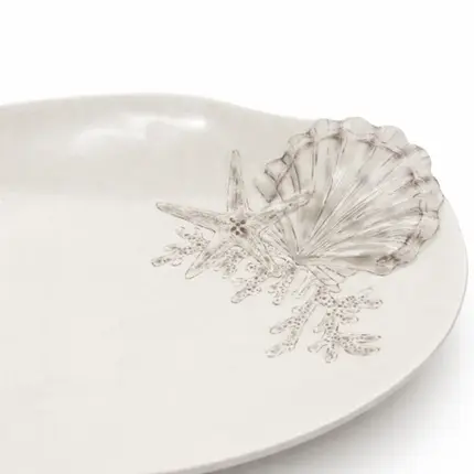 SALADEIRA OVAL EM MELAMINA FUNDO DO MAR OFF WHITE