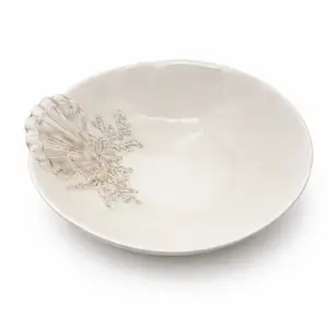SALADEIRA OVAL EM MELAMINA FUNDO DO MAR OFF WHITE