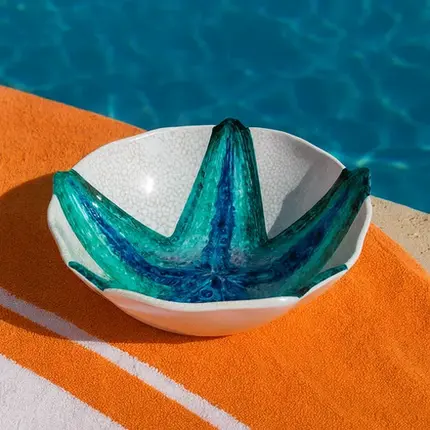 TIGELA GRANDE EM MELAMINA ESTRELA DO MAR AZUL