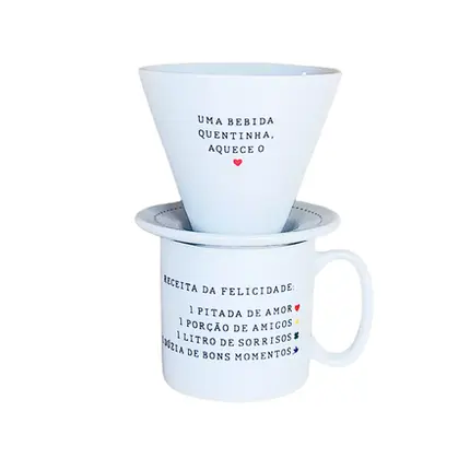 KIT COADOR E CANECA RECEITA DA FELICIDADE