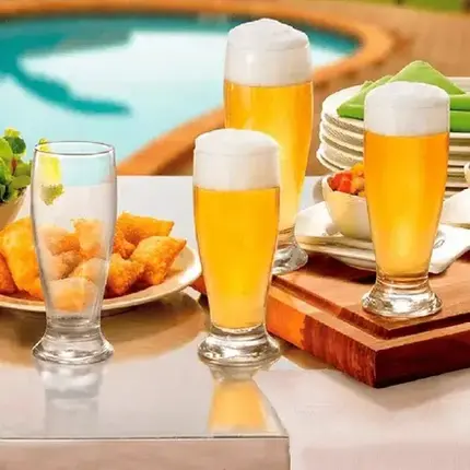 JOGO COM 6 COPOS PARA CERVEJA EM VIDRO 215ml A14,5cm DYNASTY