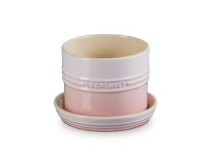 VASO PARA ERVAS COM BANDEJA 14CM SHELL PINK LE CREUSET