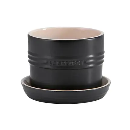 VASO PARA ERVAS COM BANDEJA 14CM MATTE BLACK LE CREUSET