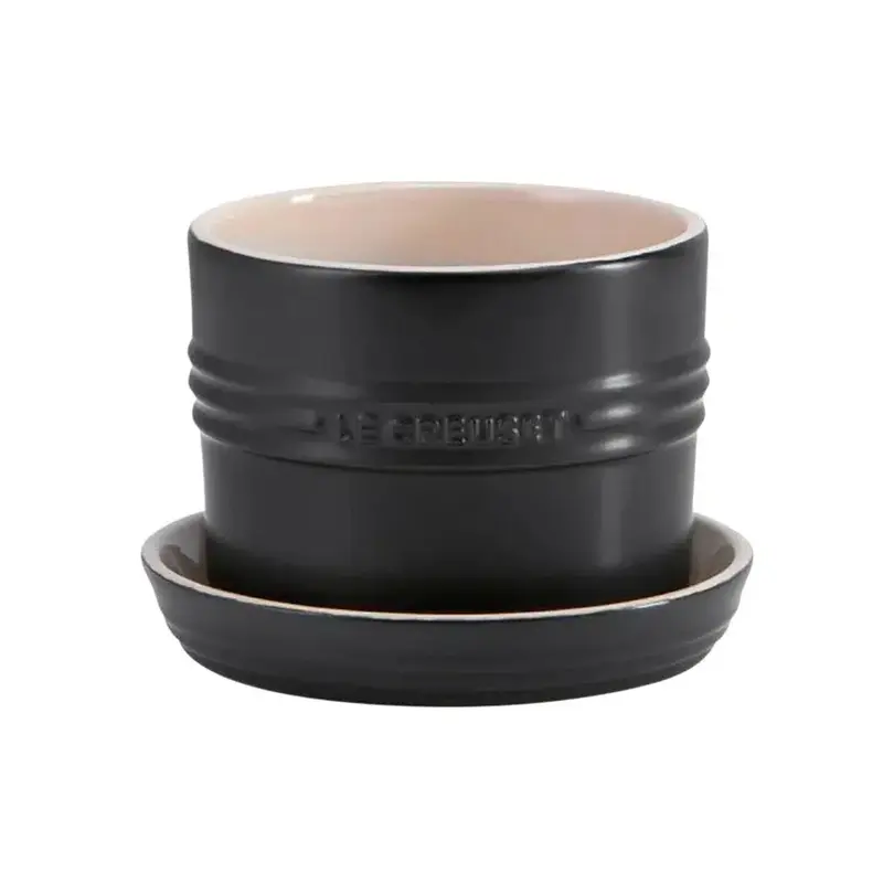 VASO PARA ERVAS COM BANDEJA 14CM MATTE BLACK LE CREUSET