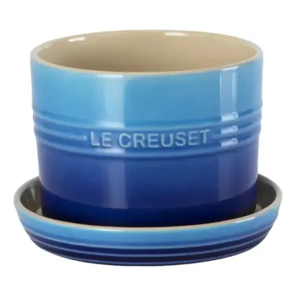 VASO PARA ERVAS COM BANDEJA 14CM AZURE BLUE LE CREUSET
