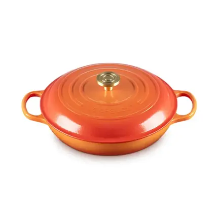 CACAROLA BUFFET 30CM SIGNATURE CENT (PEGADOR DOURADO) FLAMME DOREE LE CREUSET