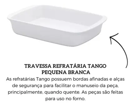 TRAVESSAS TANGO PEQUENA 28X18X5,5CM 1,4L BRANCO OXFORD