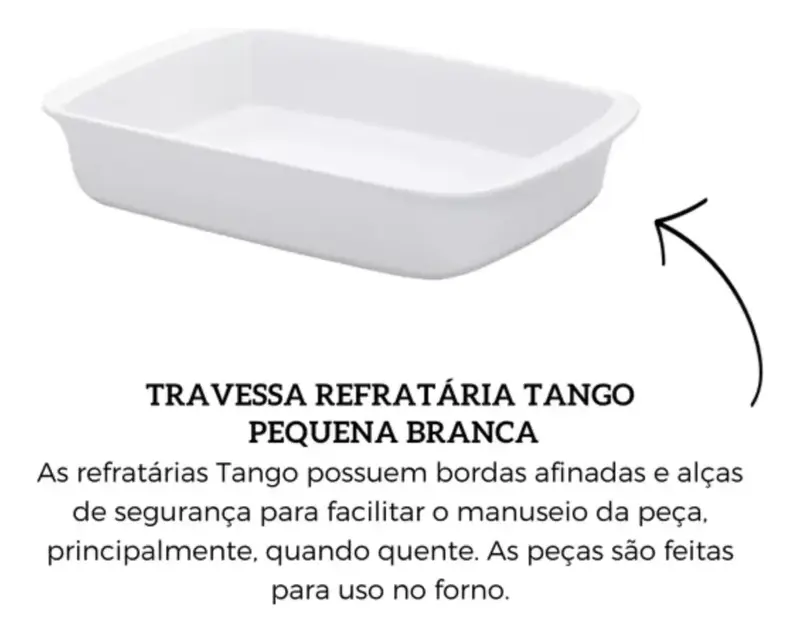 TRAVESSAS TANGO PEQUENA 28X18X5,5CM 1,4L BRANCO OXFORD