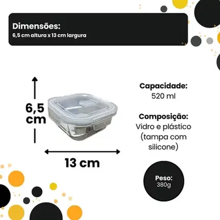 POTE HERMETICO DE VIDRO  QUADRADO 520 ML OXFORD