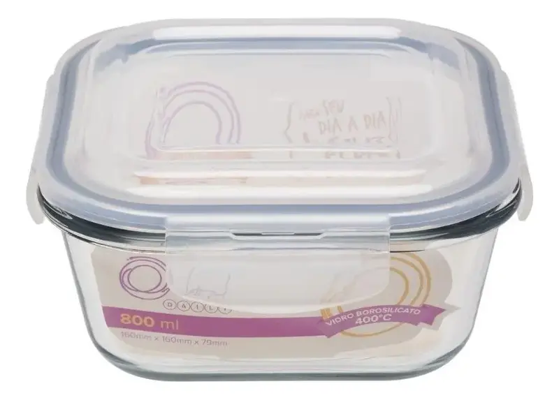 POTE HERMETICO DE VIDRO QUADRADO 800 ML OXFORD