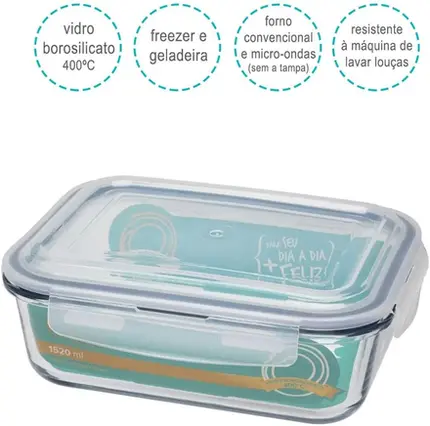 POTE HERMETICO DE VIDRO RETANGULAR 370ML OXFORD