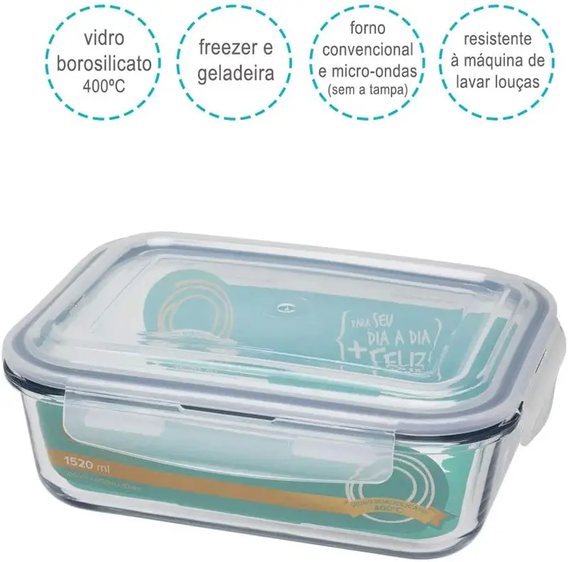 POTE HERMETICO DE VIDRO RETANGULAR 370ML OXFORD