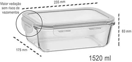 POTE HERMETICO DE VIDRO RETANGULAR 1,52 L OXFORD