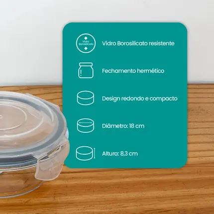 POTE HERMETICO DE VIDRO REDONDO 950 ML OXFORD