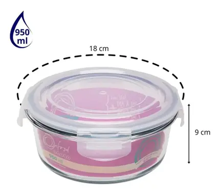 POTE HERMETICO DE VIDRO REDONDO 950 ML OXFORD