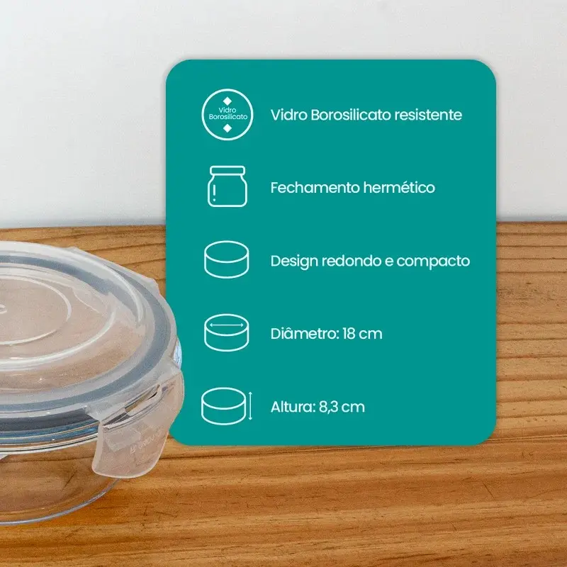 POTE HERMETICO DE VIDRO REDONDO 950 ML OXFORD
