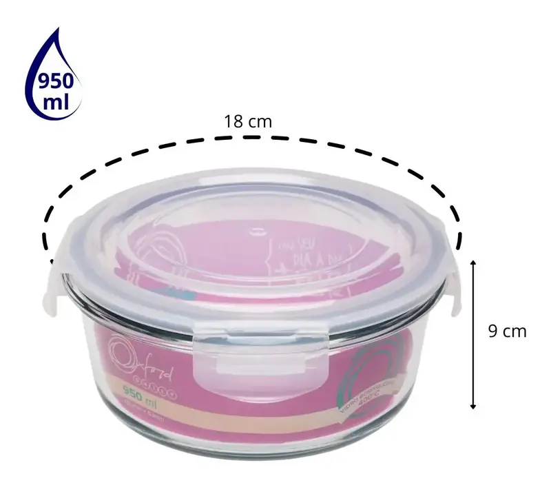 POTE HERMETICO DE VIDRO REDONDO 950 ML OXFORD