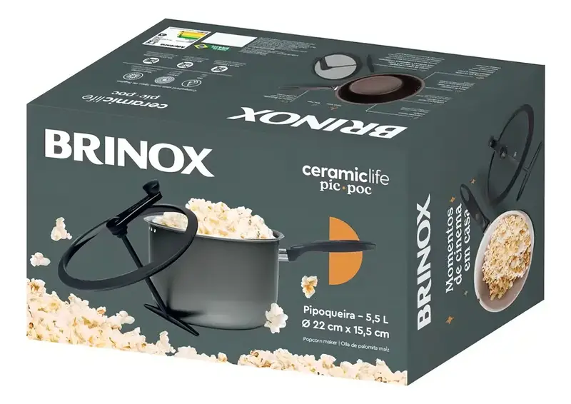 PIPOQUEIRA COM REVESTIMENTO CERAMICO PIC POC Ø 22X15 5,5L CINZA BRINOX