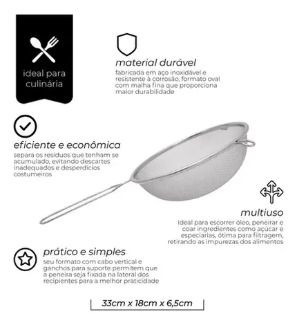 PENEIRA EM INOX 16cm AP16 MIMO STYLE
