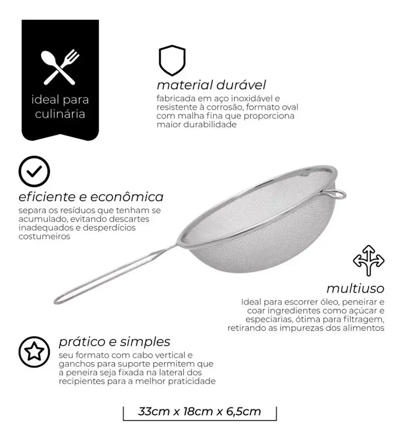 PENEIRA EM INOX 18cm AP18 MIMO STYLE