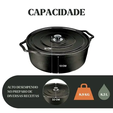 CACAROLA ALCA FERRO T. ACO 32cm 8,5L 236 FUM
