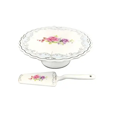 PRATO PARA BOLO COM ESPATULA MON CHERI 26cm LHERMITAGE